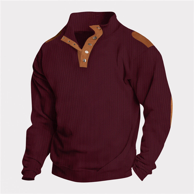 Casual men's sweater with a trendy button placket and reinforced shoulders Lune London