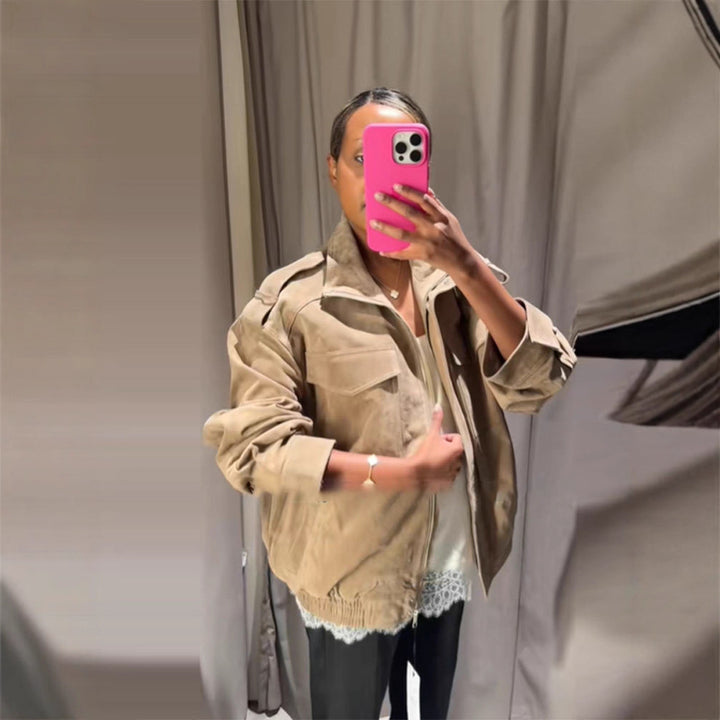 Veste en suède surdimensionnée élégante et confortable pour femmes Chic & Stil