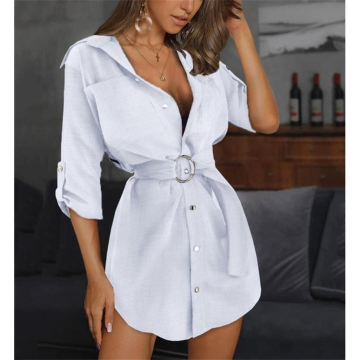 Short sleeve shirt dress for women with belt and high quality fabric Lune London