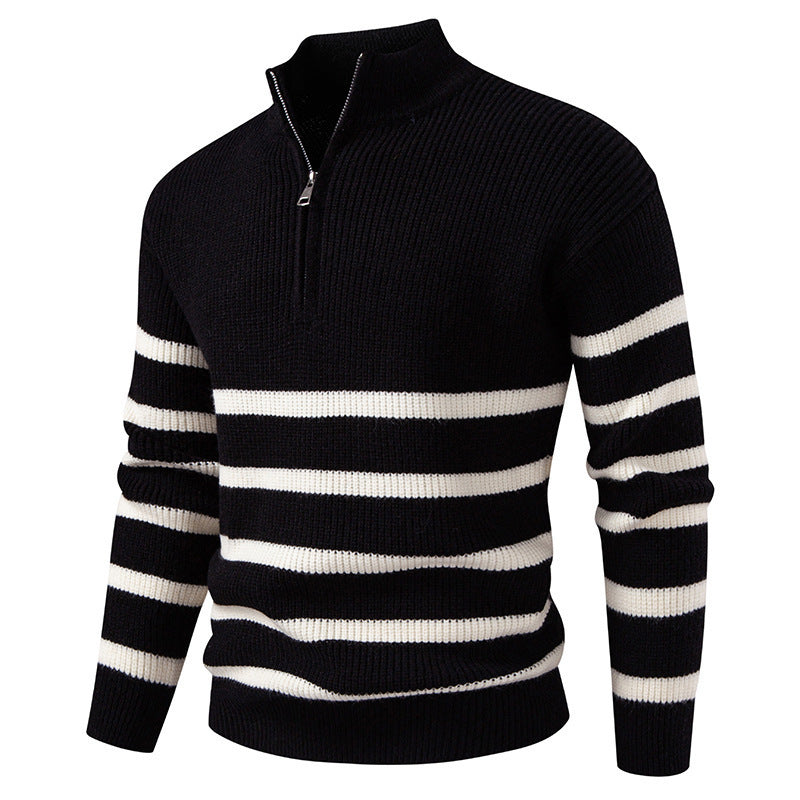 Trendy turtleneck sweater for men with textured design and half zip Lune London