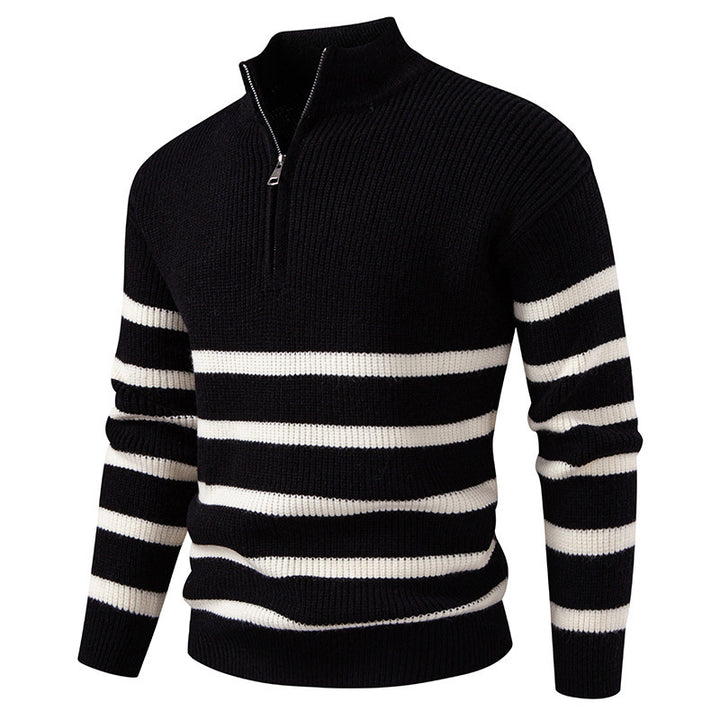 Trendy turtleneck sweater for men with textured design and half zip Lune London