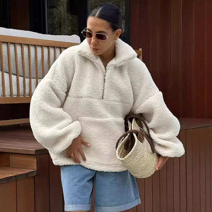 Fleece pullover for women with high collar Lune London