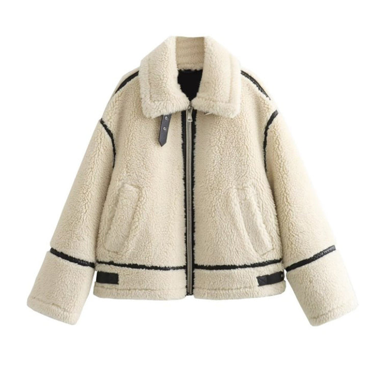 Comfortable teddy fleece jacket for women with elegant collar Lune London