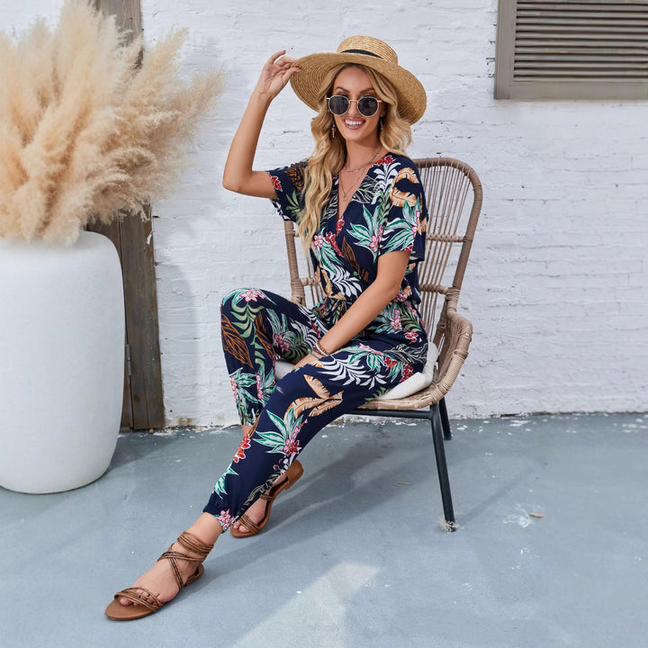 Ladies Relaxed Fit Floral Pattern Chic Jumpsuit and Style