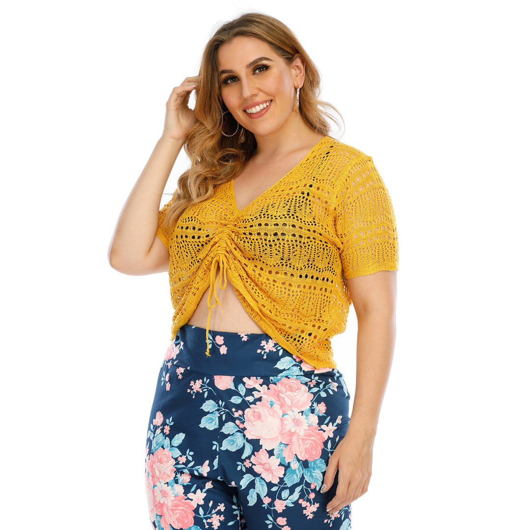 Women’s chic crochet beach cover-up with V-neck