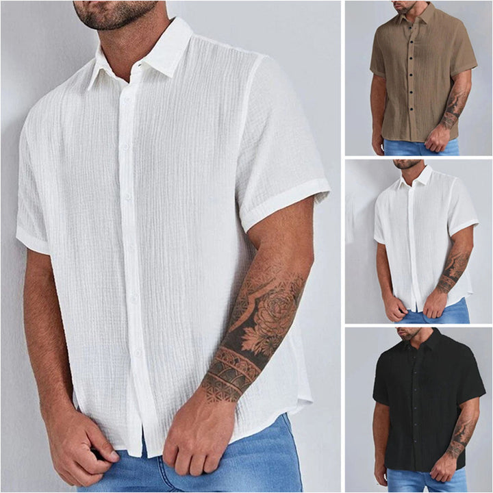Structured short-sleeve shirt for men with modern button details Lune London