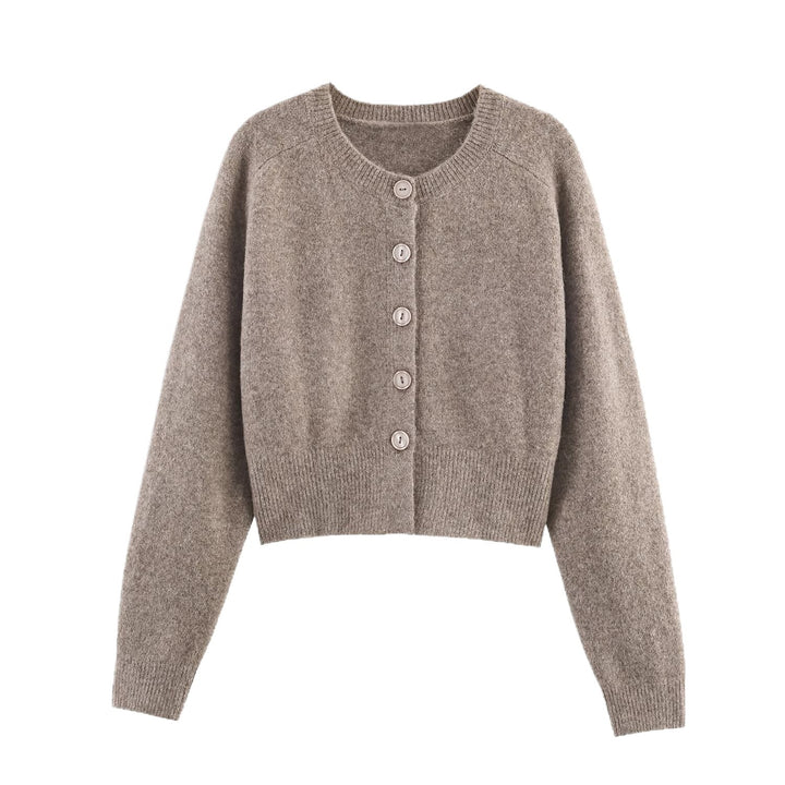 Short knitted jacket for women with button closure Lune London