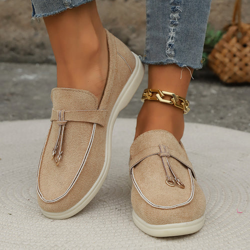 Lune London trendy women's loafers with gold accents
