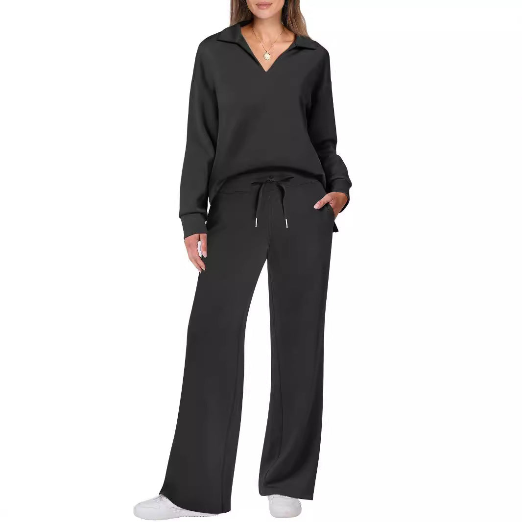 Ladies casual set with large collar and comfortable loose pants Lune London