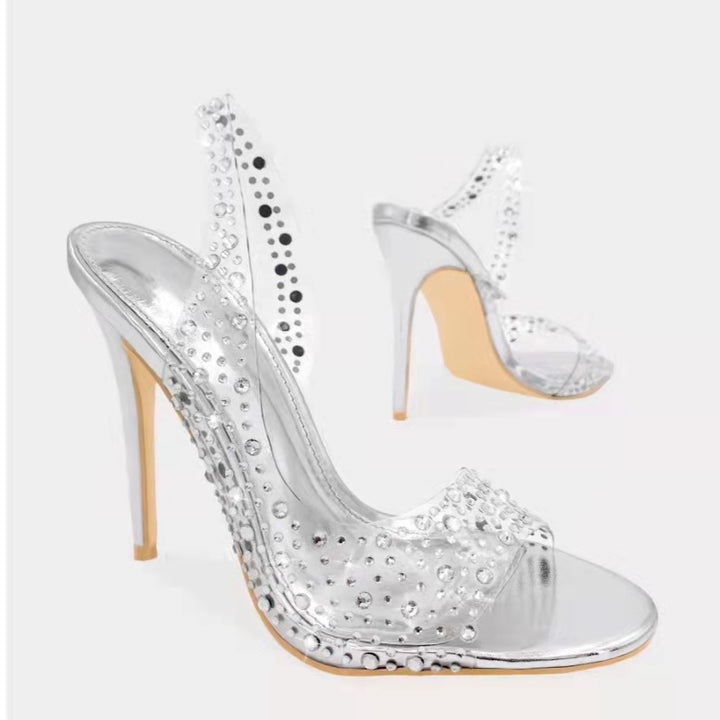Ladies Glamour High Heel Sandals with Chic Rhinestone Embellishments
