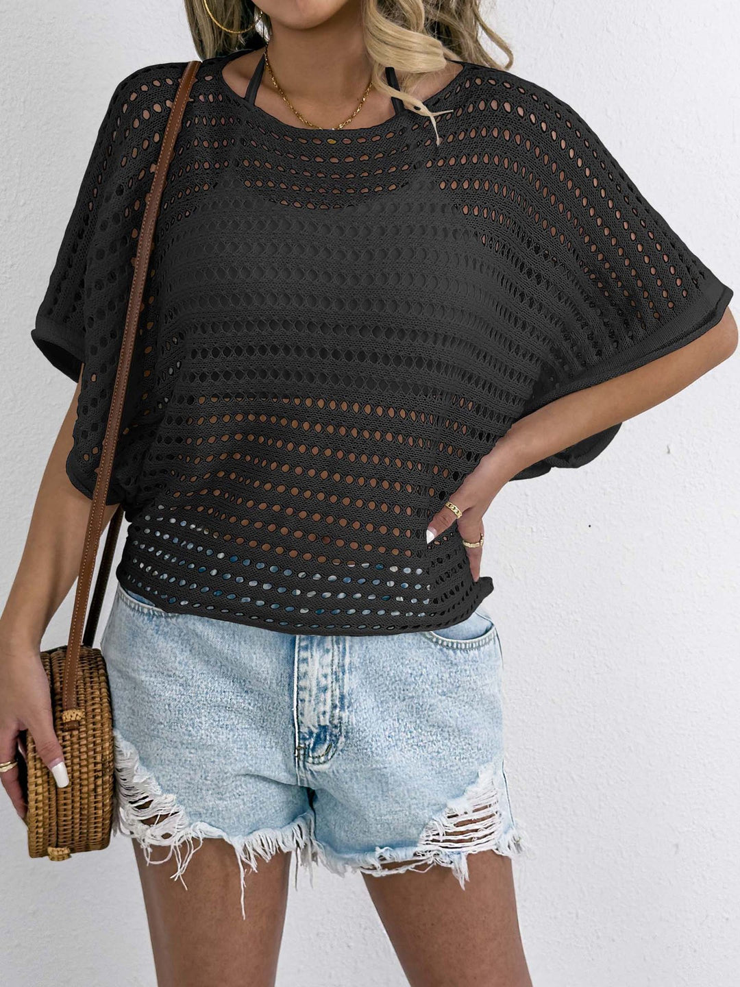 Ladies Open Weaving Crochet Outfit Top Lune London