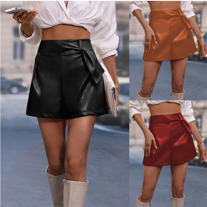 High waisted mini skirt for women with bow detail Lune London