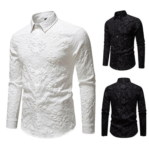 Men's Long Sleeve Shirt with Floral Relief Pattern Lune London