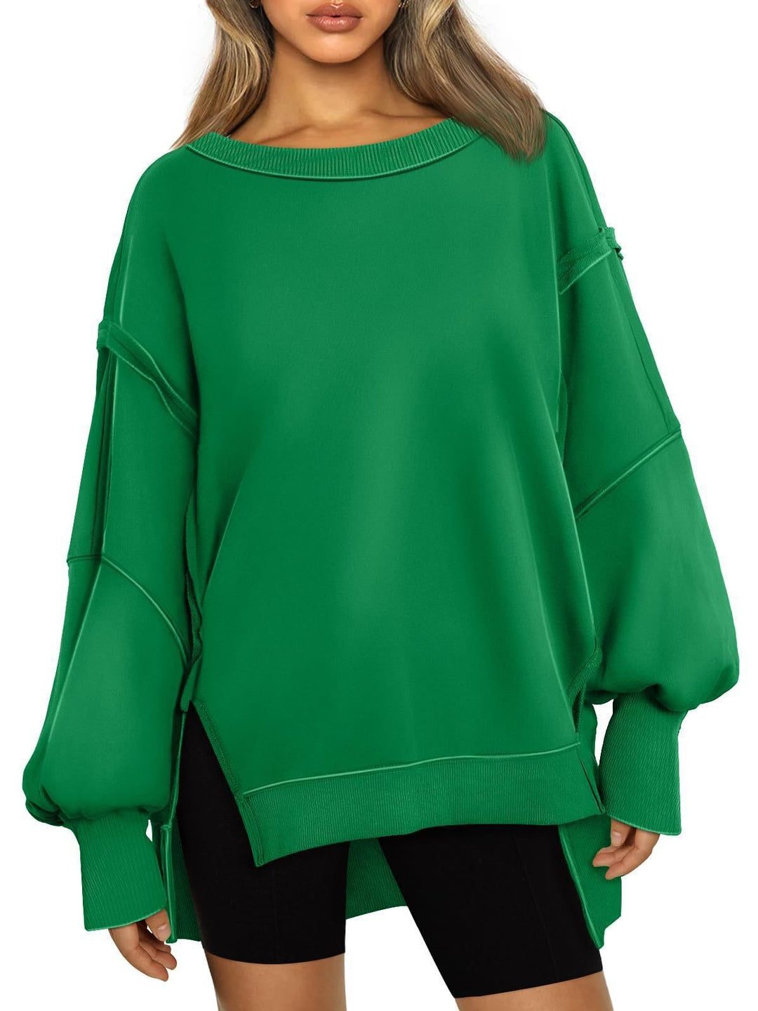 Oversized casual sweatshirt for women with wide collar and side openings Lune London