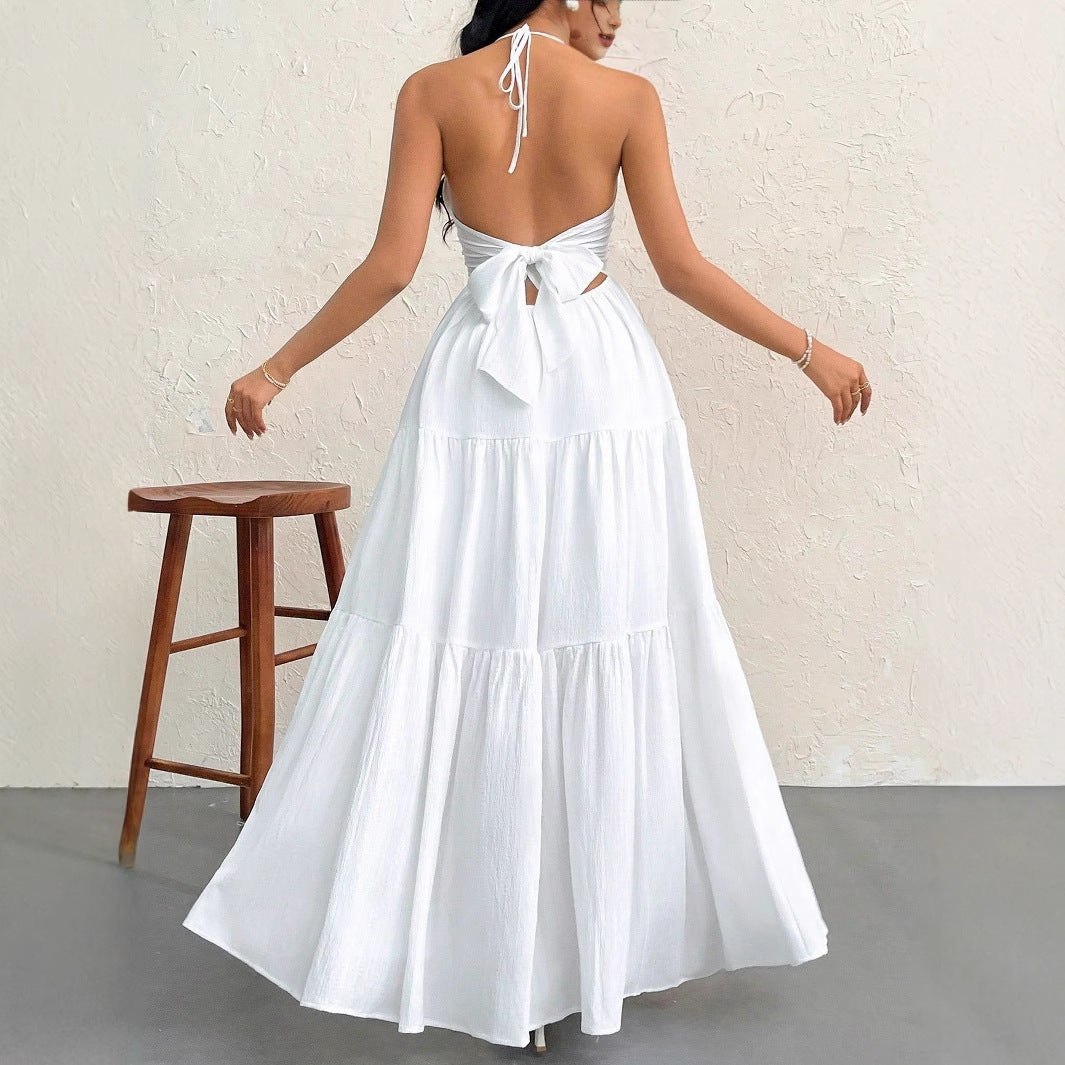Maxi dress for women with off-shoulder design and casual ruffle details Lune London