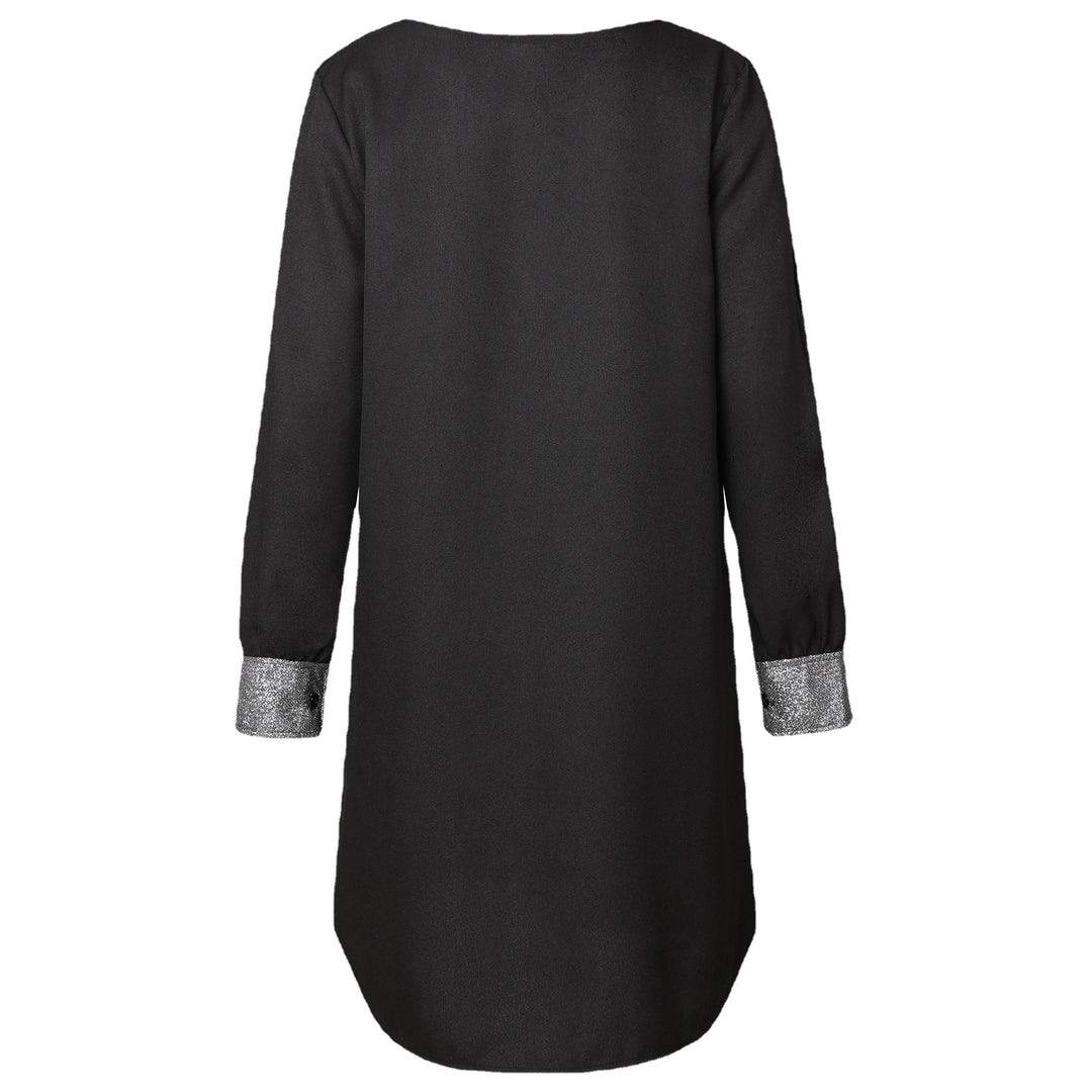 Elegant dress for women with a shiny V-neckline and innovative details on the straps Lune Londonl