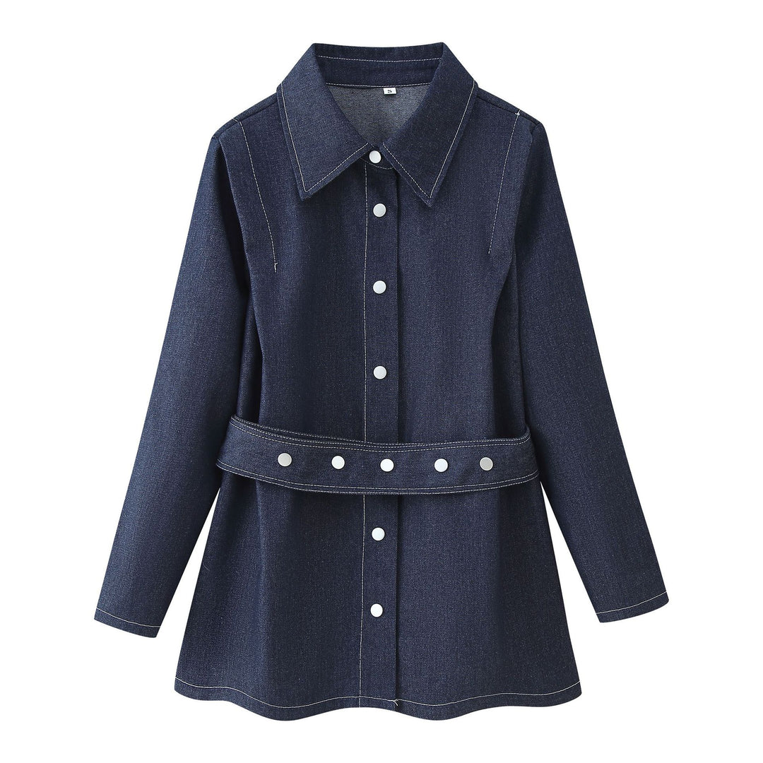 Denim blouse for women with fitted buttons and trendy cut Lune London