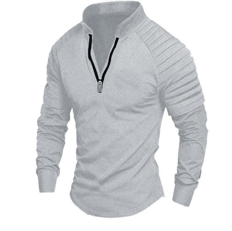 Men's long sleeve sports T-shirt with high collar and zipper Lune London