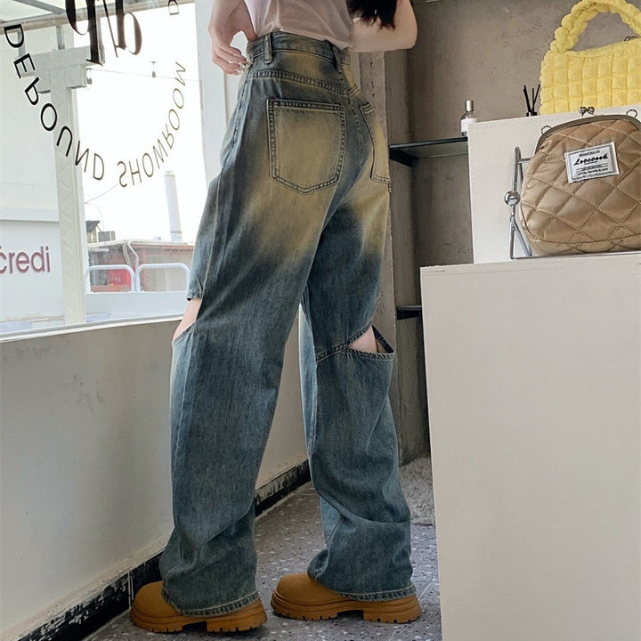 Pantalon en denim large pour femmes avec boutons asymétriques Chic & Stil