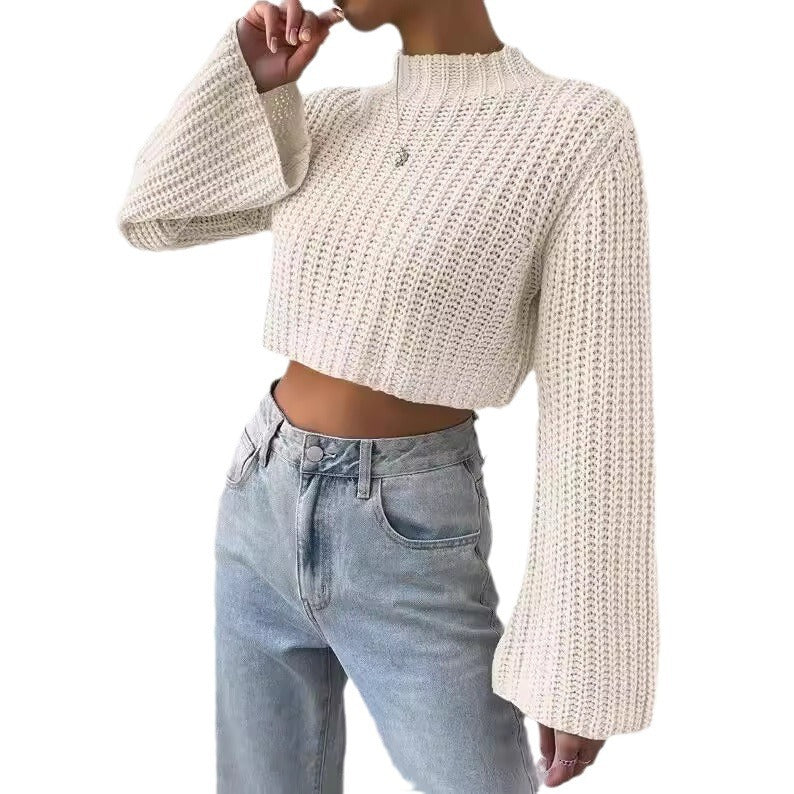 Casual crop sweater for women with wide sleeves and a structured design Lune London