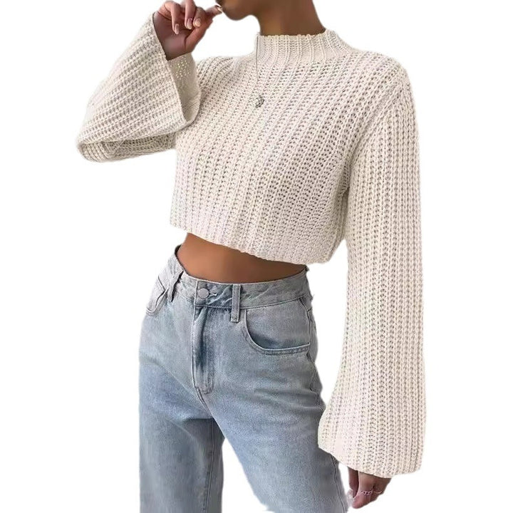 Casual crop sweater for women with wide sleeves and a structured design Lune London