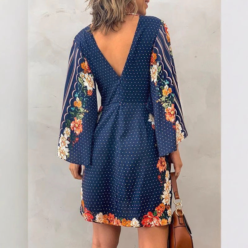 Bohemian Chic style bell sleeve mini dress