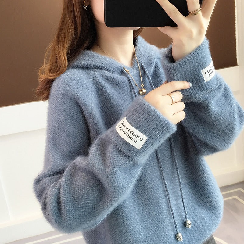 Ladies Cozy Hooded Sweatshirt with Drawstring and High Neck Lune London