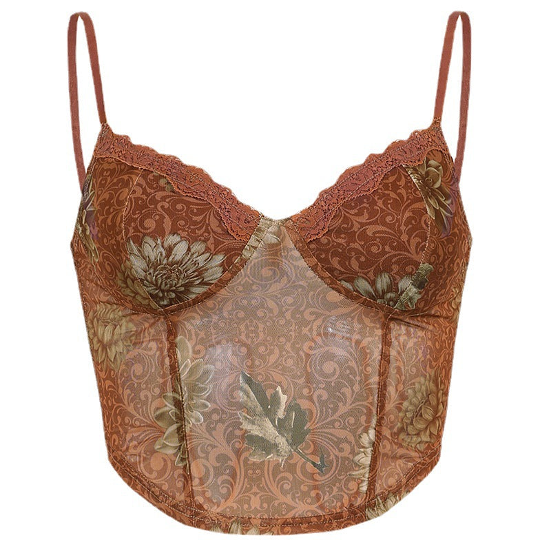Ladies lace corset top with floral design and sophisticated cut Lune London