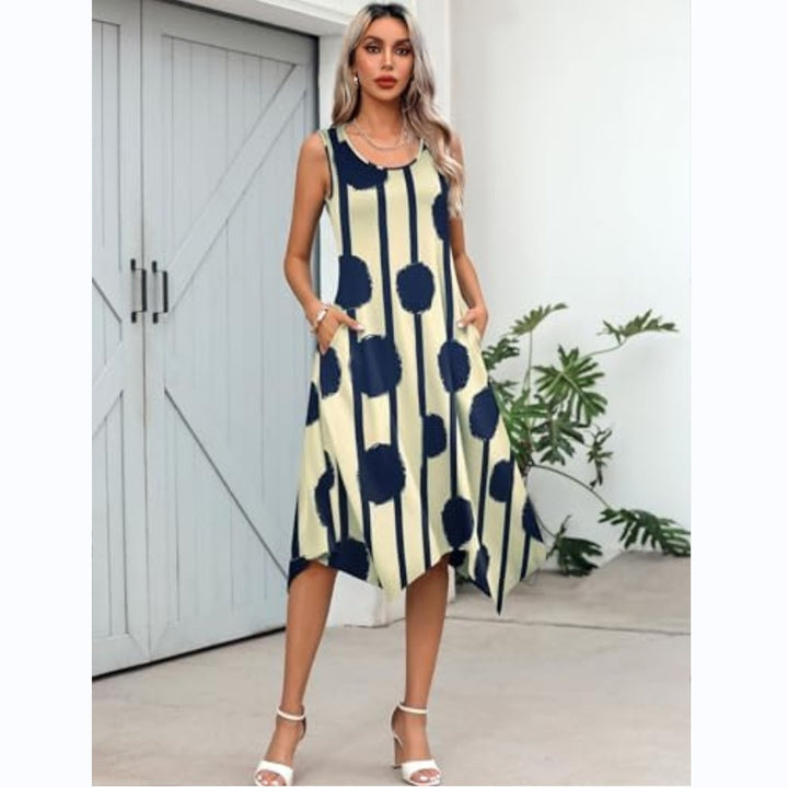 Summer shirt dress for women with asymmetrical hem and eye-catching pattern Lune London
