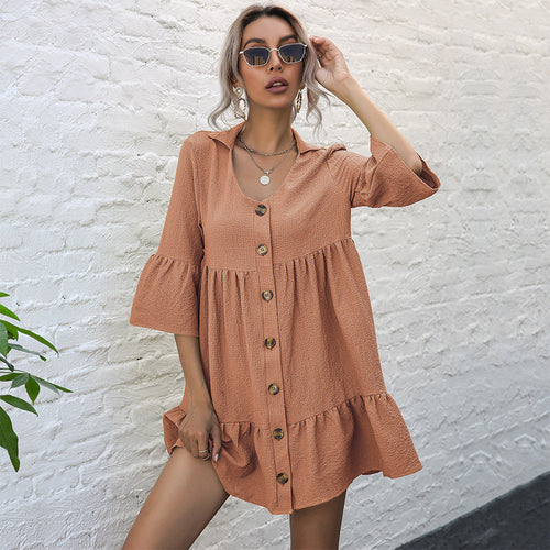 Bohemian Women Button Top A-line Dress Lune London