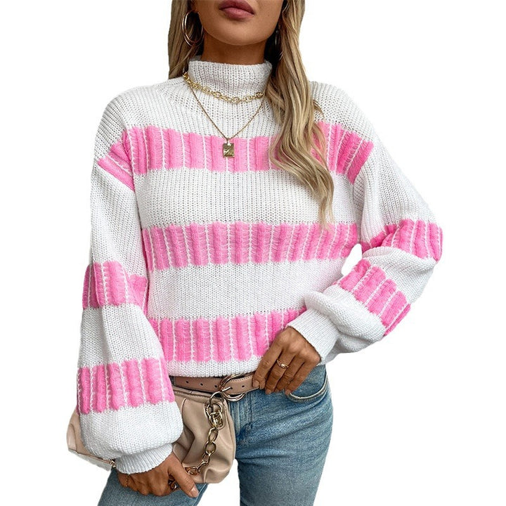 High-quality knitted sweater for women with finely structured stripes Lune London