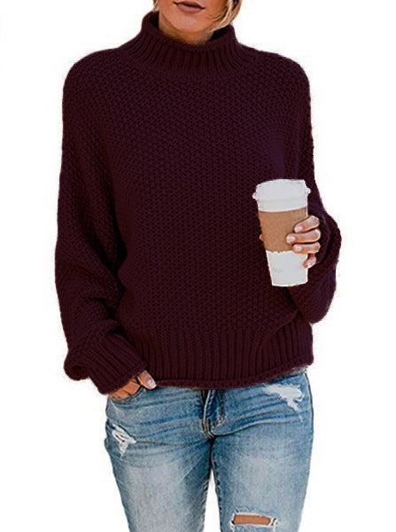 Women's sweater with high collar and structured weave Lune London