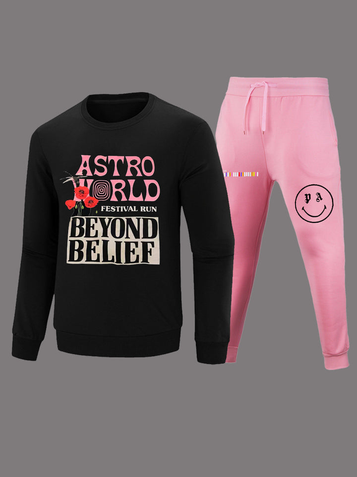 Women long sleeve t-shirt and casual jogging set with eye-catching graphic design Lune London