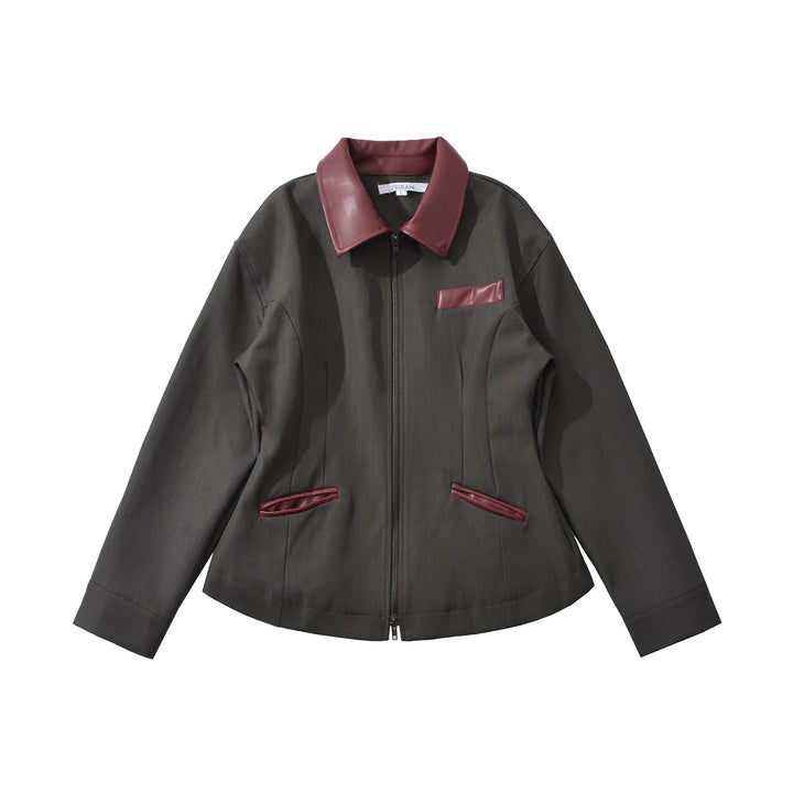 Lune London Women's Fashion Short Jacket with Leather Details