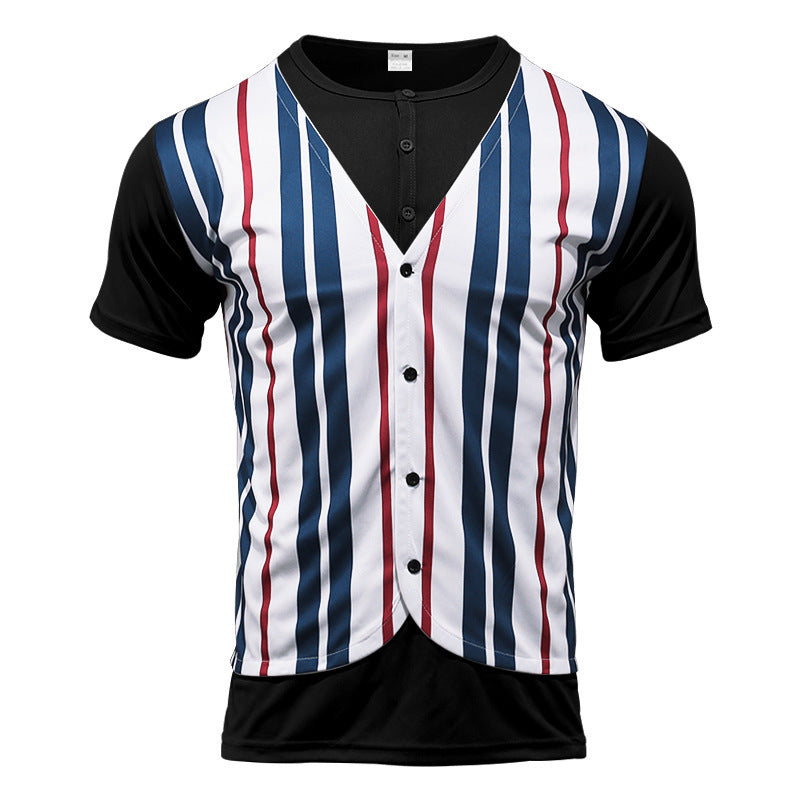 Trendy short sleeve shirt for men with hidden button placket and striped pattern Lune London