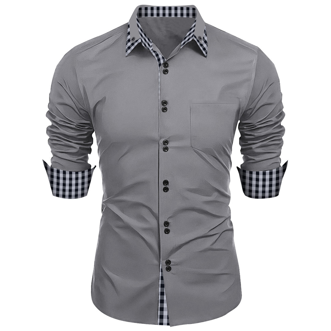 Premium long-sleeve shirt for men with contrasting button and cuff Lune London