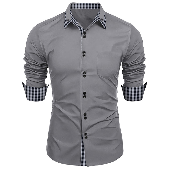 Premium long-sleeve shirt for men with contrasting button and cuff Lune London
