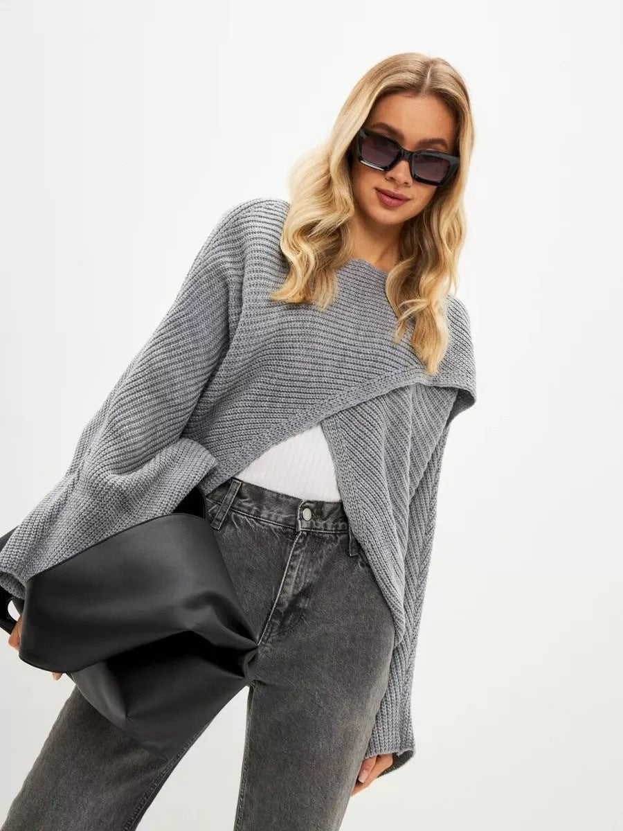 Pull enveloppant décontracté pour femme avec une coupe ample et un matériau texturé Chic & Stil