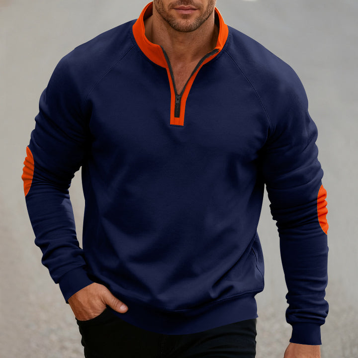 Men's sporty hoodie with short zipper and contrasting elements in Lune London
