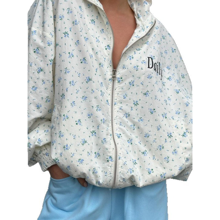 Ladies casual oversized jacket with floral pattern Lune London