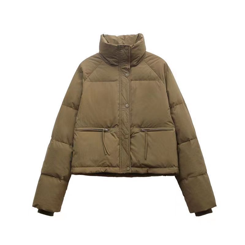 Ladies winter down jacket with high collar and practical pockets Lune London