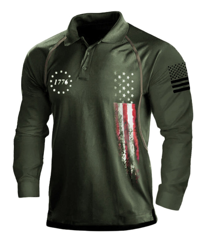 Men's long sleeve polo shirt with a patriotic design and a functional fit Lune London
