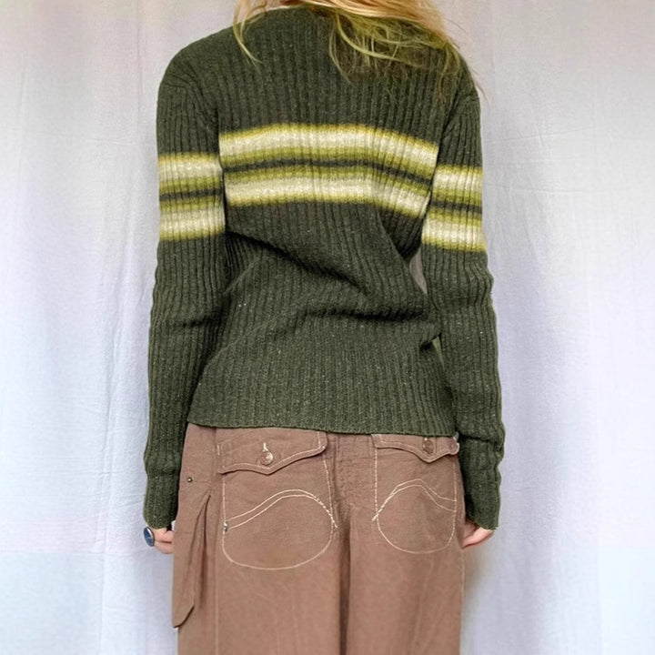 Ribbed pullover for women with modern stripes Lune London