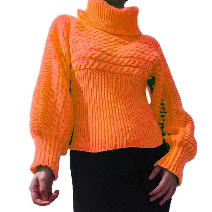 Knit sweater for women with high collar and structured design Lune London
