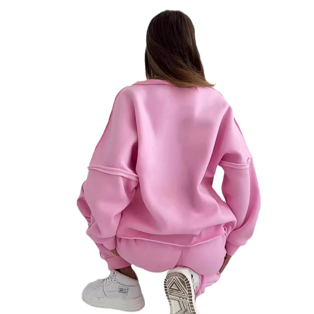 Ladies Casual Chic Fleece Loungewear Set