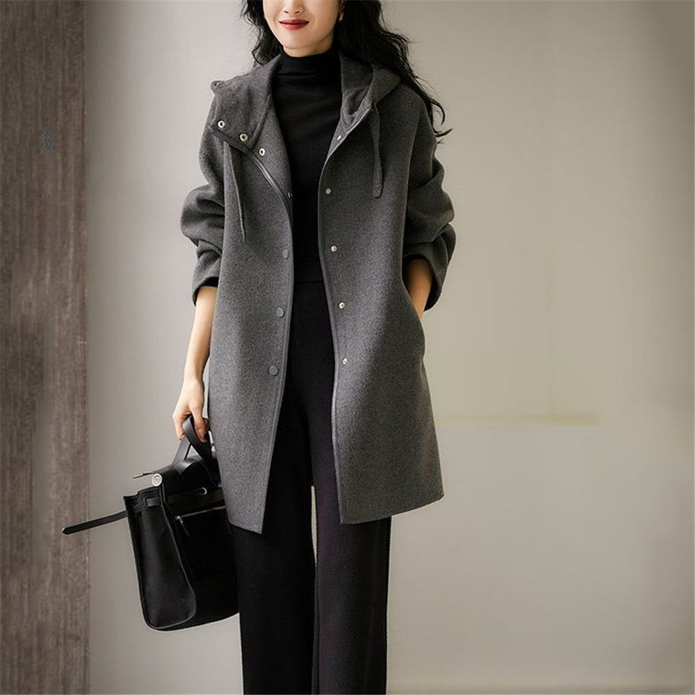 Ladies Fluid Transition Jacket with Hood and Snap Closure Lune London