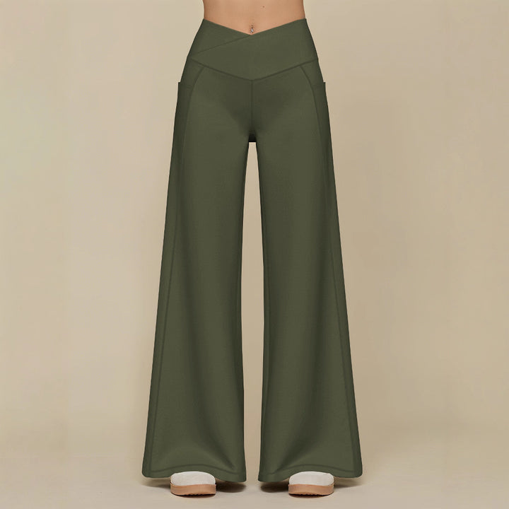 Elegant high-waisted casual trousers for women, with wide legs and practical pockets Lune London