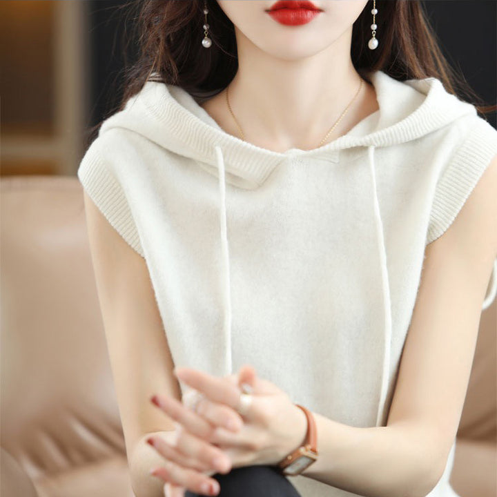 Women's hoodie with sleeveless design and elegant V-neck Lune London