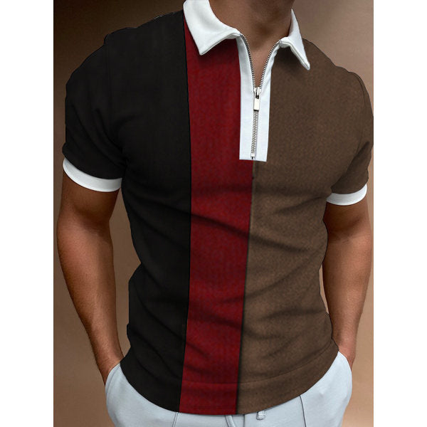 Color-block zip polo shirt for men Lune London