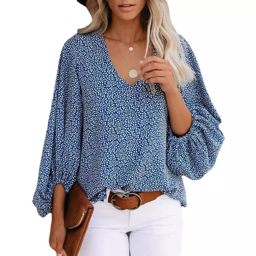 Women Elegant Blouse Cut with Leopard Pattern and Flounce Sleeves Lune London